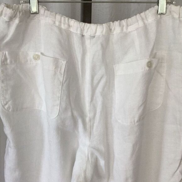 Allen Allen White Linen Pull On Wide Leg Pants Women’s 1X - Picture 8 of 8